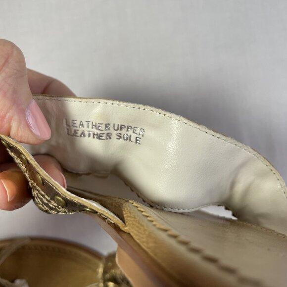 Banana Republic Western Flats Size 10 Bronze Thong Toe Ring Sandals Vintage 90s - Picture 9 of 12